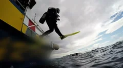 Scuba Diver Jumping Off Dive Boat