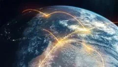 Business Concept - Global Earth Network - Orange
