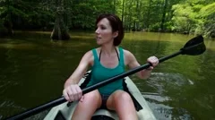 Woman paddling in kayak