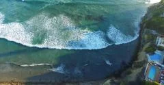 Aerial over Ocean & Homes in San Diego CA 4K