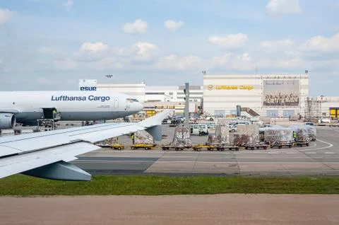 05/26/2019. Frankfurt Airport. Germany. Boeing 777 Freighter Lufthansa cargo. Stock Photos