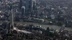 Panoramic Aerial view of City of London Famous Skyscrapers 4K