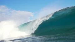 Slow Motion Tropical Blue Ocean Wave Breaking