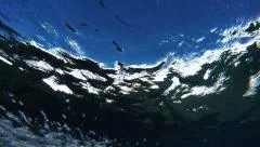 Underwater Angle of Tropical Blue Ocean Wave Breaking