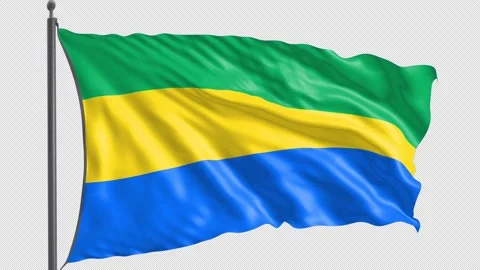 053 Flag of Gabon with Alpha channel 3D Rendering 053 Stock Footage 159175952