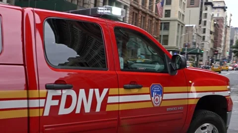 0530 UHD Fireman patrol in action in New York City Stock Footage 43189083