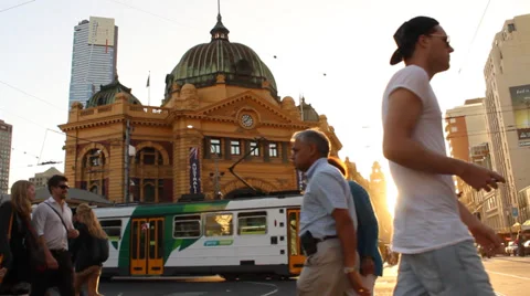 054 FLINDERS ST INTERSECTION Stock Footage 34170271
