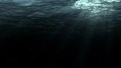digital animation of deep dark ocean waves from underwater background