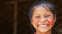 Native Brazilian girl at an indigenous tribe in the Amazon