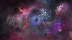 Colorful space background: nebulas, stars, comets and galaxies. Loopable.