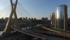 Aerial view of Sao Paulo bridge located in Marginal Pinheiros