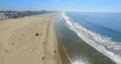 Aerial  View of Santa Monica Beach and Pier in Los Angeles, California, 4K