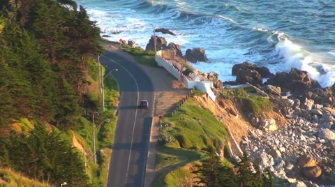 0557 Road by the seashore Stock Footage 35646826