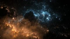 Flying through nebula and star fields in deep space