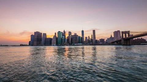0559 DownTown Manhattan at dusk Stock Footage 43736486