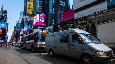 0560 UHD traffic in rush hour in Times Square. Time Lapse. Stock Footage 43737587