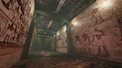 Animated tomb with old wallpaintings in ancient Egypt 4K