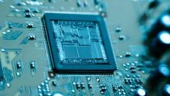 The microchip, the chip, the processor glitter of internal structures