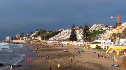 0563  The beach in Concón, Chile Stock Footage 34738830