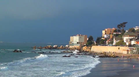 0564  The beach in Concón, Chile Stock Footage 34744578