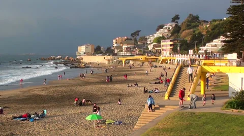0565  The beach in Concón, Chile Stock Footage 34745729