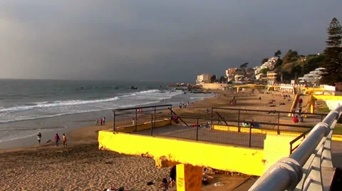 0566  The beach in Concón, Chile Stock Footage 34748083
