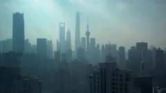 shanghai city time lapse,heavy air pollution,china