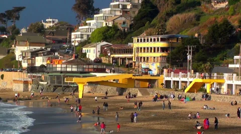 0567  Tourists at the beach in Concón, Chile Stock Footage 34761373