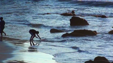 0569 Tourists at the beach in Concón Stock Footage 34760368
