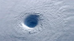 4K--Huge Rotating Hurricane from Space (with visible eye)