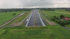Aerials Rotterdam contruction of new A4 higway through rural zone