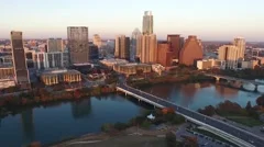 Downtown Austin Sunset 1st Street Bridge Aerial