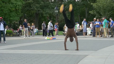 0586 Slow motion of a street performer Stock Footage 44622590