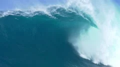 Giant Ocean Wave Breaking in Hawaii. Slow Motion HD. Surfing Jaws