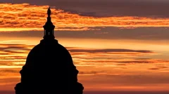 United States Capitol Dome with Sunrise Time Lapse Sky