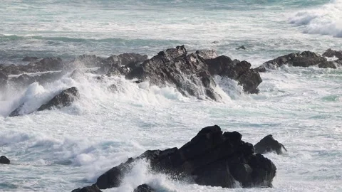 059A2235 BroomsHead OceanPoundingRocks Stock Footage 339137525