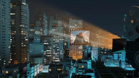 05T Cinema Camera City Night Opener After Effects stock
