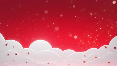 06 christmas-clouds-red-background-stars-sparkle-holiday-greeting-card-festi Stock Footage 317913140
