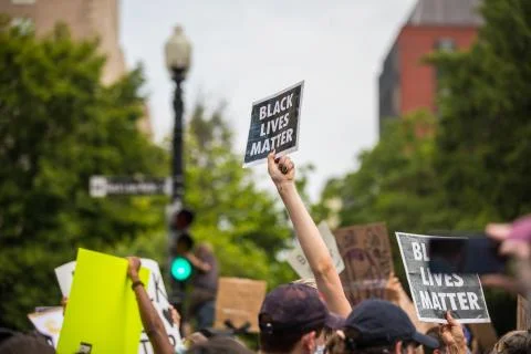 06 Jun 2020 - Washington, DC, USA - George Floyd Protest in Washington, DC Stock Photos