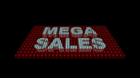 06 Text Animation with Graphics Led Panel Movement Mega Sales Stock-Footage 129907518