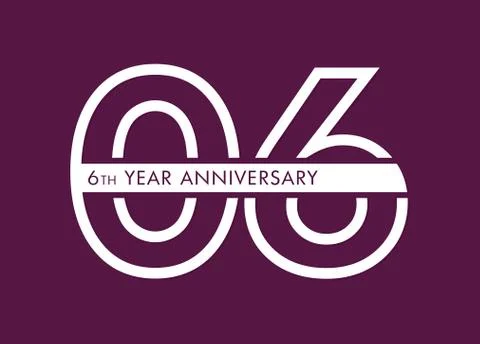 06 years anniversary image vector, 06th anniversary celebration logotype  Stock Illustration