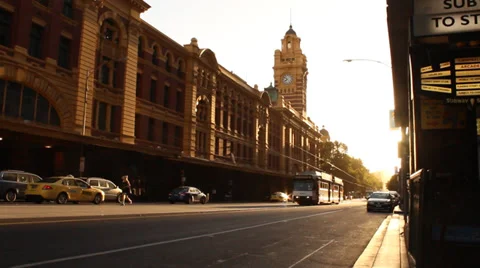 060 CITY CENTRE TRAM Stock Footage 34185010