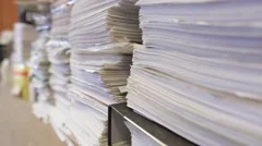 Piles of documents stored in the office