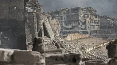 Syria Pan Dolly shot aftermath destroyed city