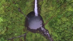 Stunning aerial shot of big waterfall - Akaka falls, Big Island, Hawaii