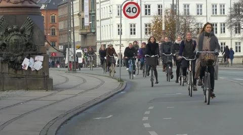 0609 UHD Bicycle path in Copenhagen Stock Footage 45646180