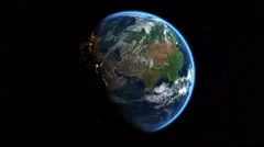 Earth from Space spinning, rotating. Day and Night over Asia. Timelapse. Loop.