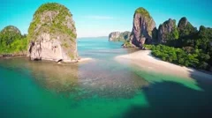 Aerial view on tropical beach and rocks, Thailand