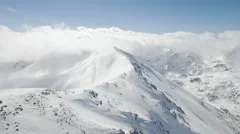 Beautiful Winter Aerial Flight Over Mountain Chain Landscape Swiss Alps