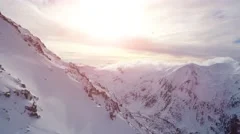 Beautiful Winter Nature Aerial Footage Of Sunset In The Mountains Sunrise